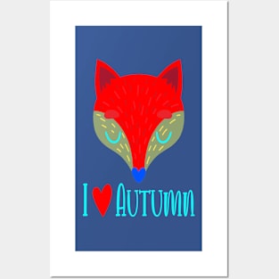 RED I LOVE AUTUMN FOX Posters and Art